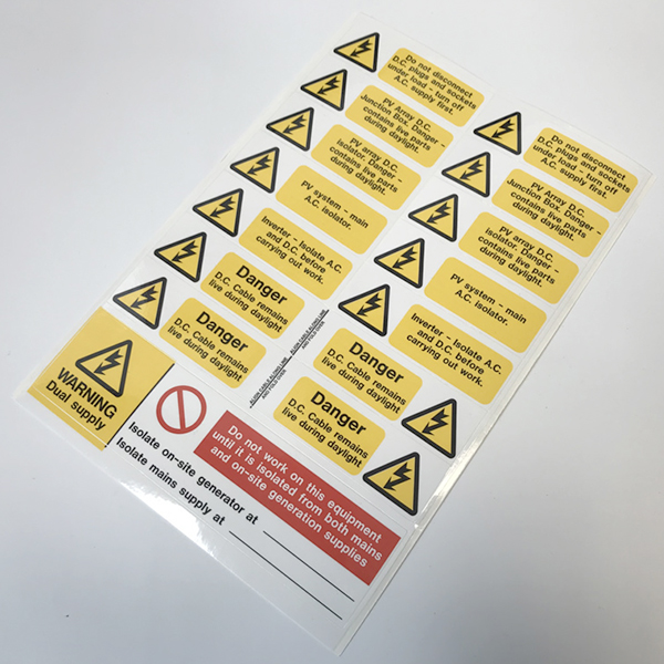 PV Warning Label Sheet